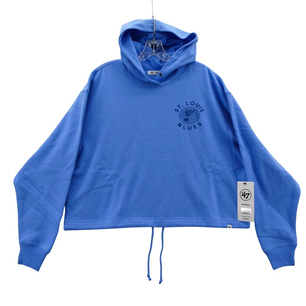 '47 Hoodie Womens Small St. Louis Blues Blue Cropped‎ Fleece NHL Pullover Crop